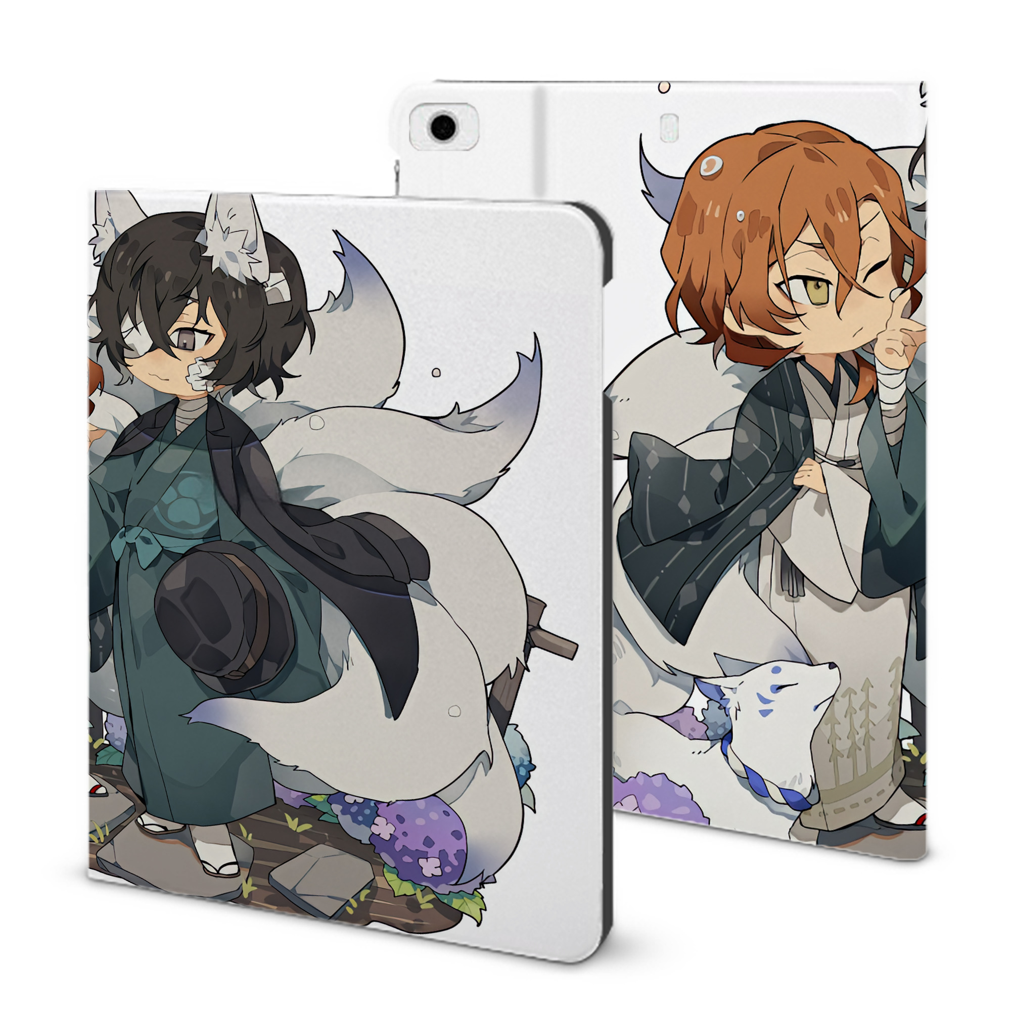 （画像用） 文豪ストレイドッグス Bungo Stray Dogs IPad ケース ブック型 PUレザー TPU 耐衝撃 軽量 薄型 ペン収納なし 全面保護 IPad 各モデル対応